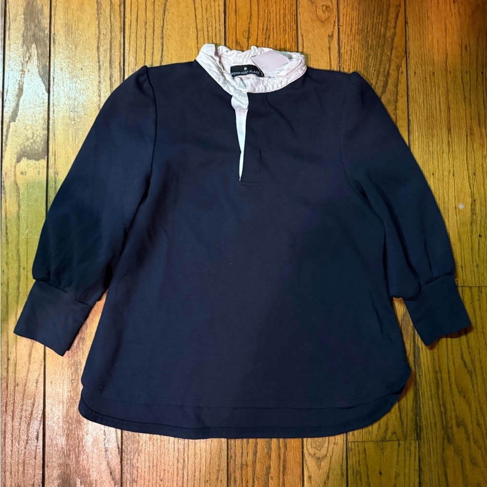 Tuckernuck Pomander Place Navy Charlotte Terry Top S - Picture 2 of 8